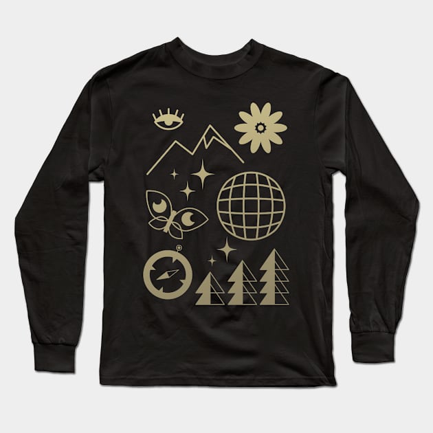 Golden Camping Collection Long Sleeve T-Shirt by Enaholf